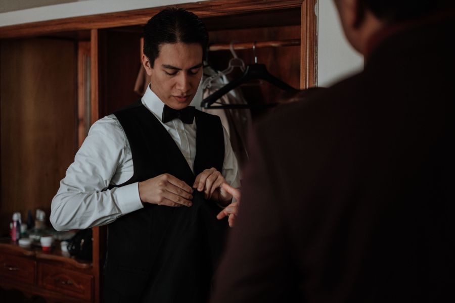 Groom getting ready for his wedding